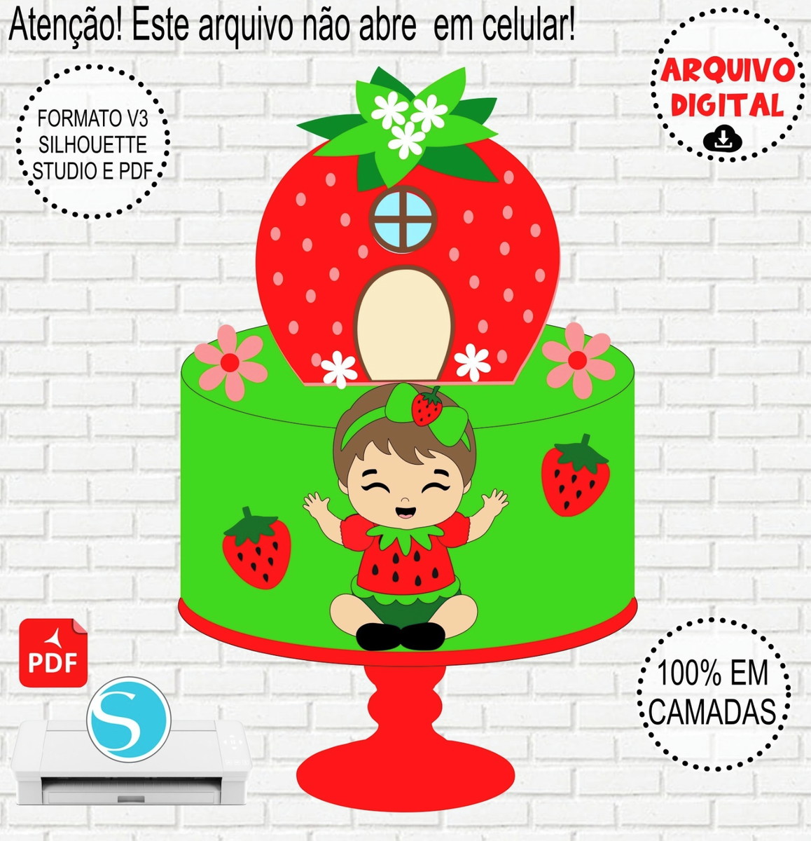 Arquivo de Corte Topo de Bolo Baby Moranguinho #924