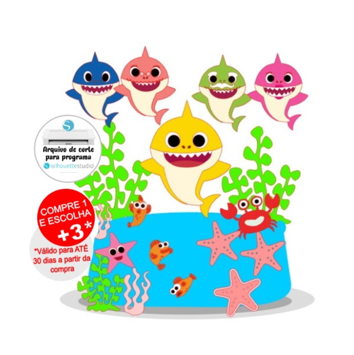 Arquivo de Corte Topo de Bolo Baby Shark
