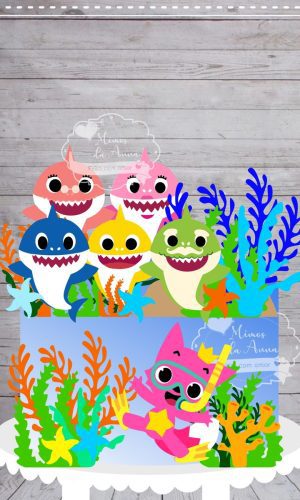 Arquivo de corte Topo de bolo Baby Shark em camadas