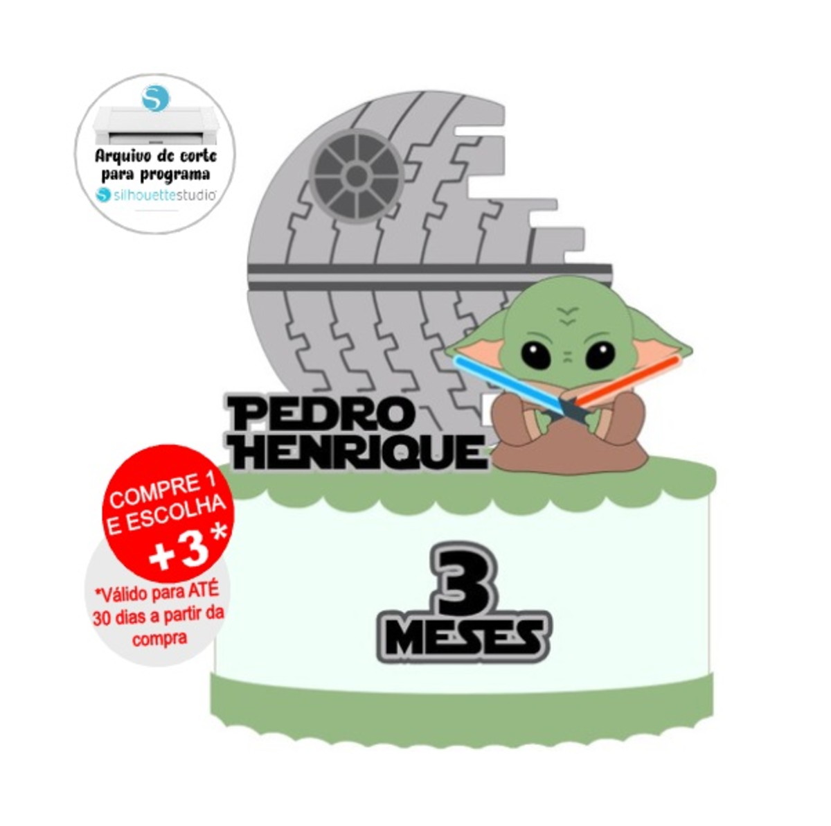 Arquivo de Corte Topo de Bolo Baby Yoda