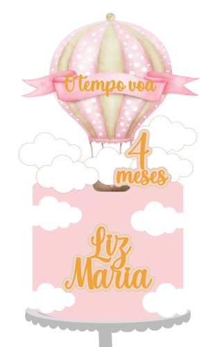 Arquivo de Corte Topo de Bolo Balão o Tempo Voa Menina