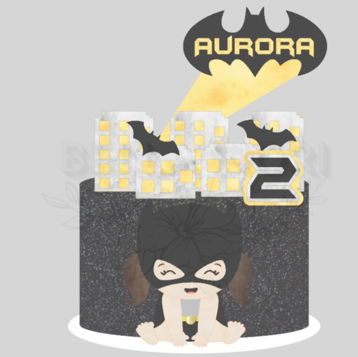 Arquivo de Corte Topo de Bolo Batgirl Cute em Camadas