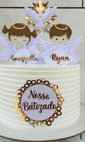 Arquivo de Corte Topo de Bolo Batizado Menina e Menino