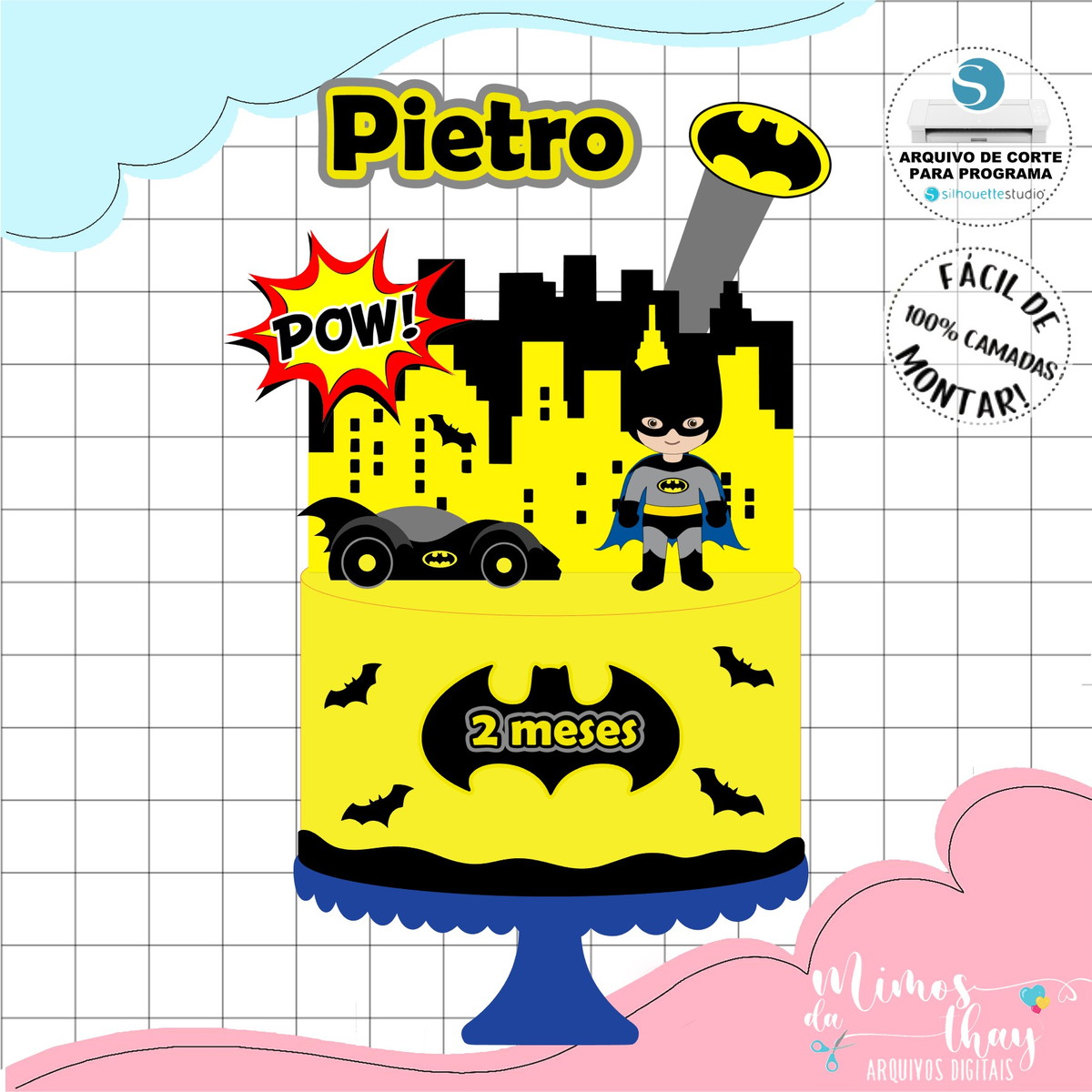 Arquivo de Corte Topo de Bolo Batman Cute 008