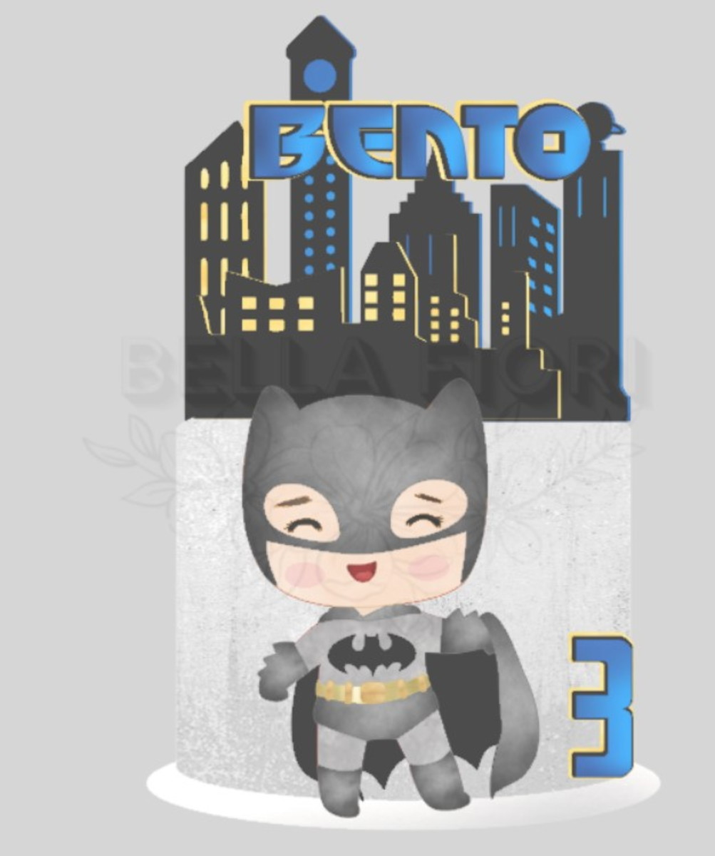 Arquivo de Corte Topo de Bolo Batman Cute Camadinhas - Bf