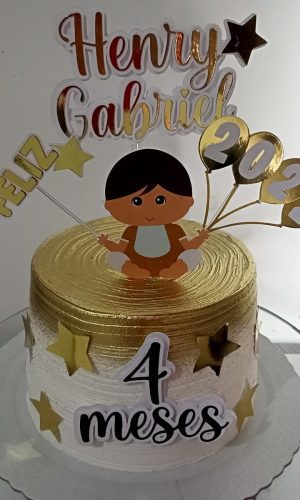 Combo + Arquivo de Corte - Topo de Bolo Bebê Ano Novo