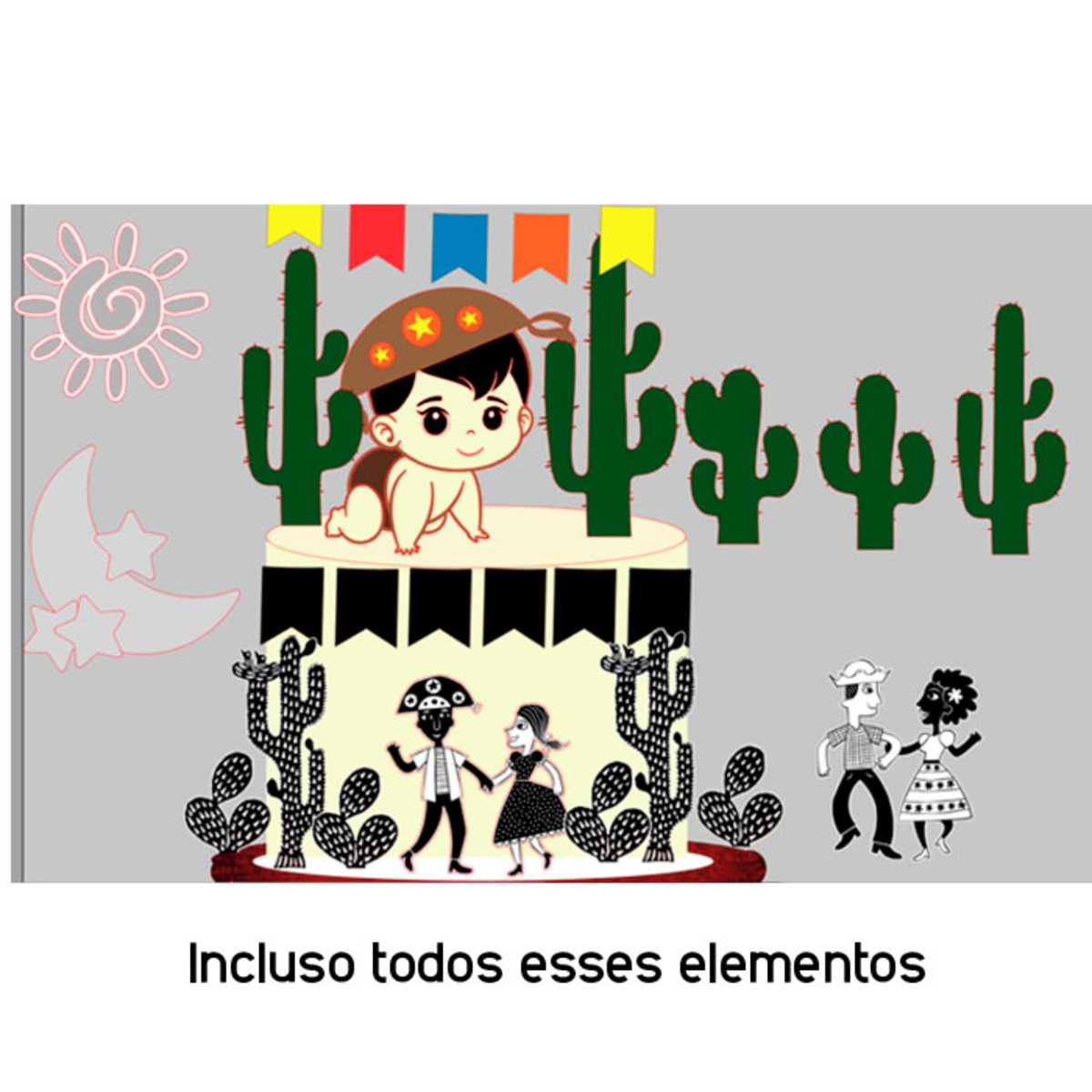 Arquivo de Corte Topo de Bolo Bebê Cangaceiro + BRINDE - Imagem 3