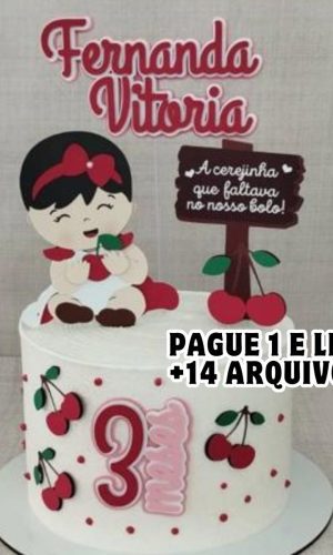 Arquivo de Corte - Topo de Bolo Bebe Cereja