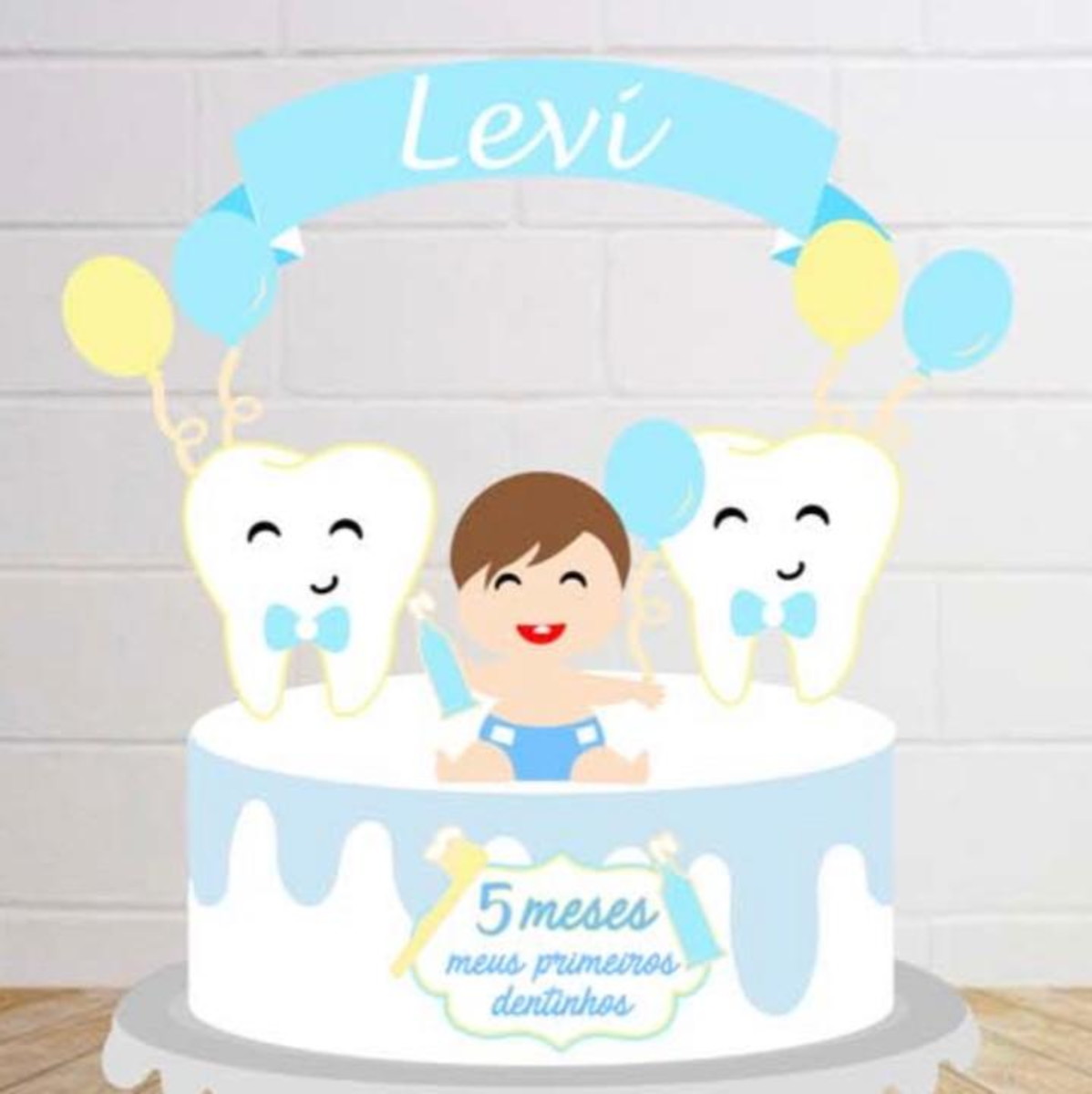 Arquivo de Corte Topo de Bolo Bebê Dentinho Menino