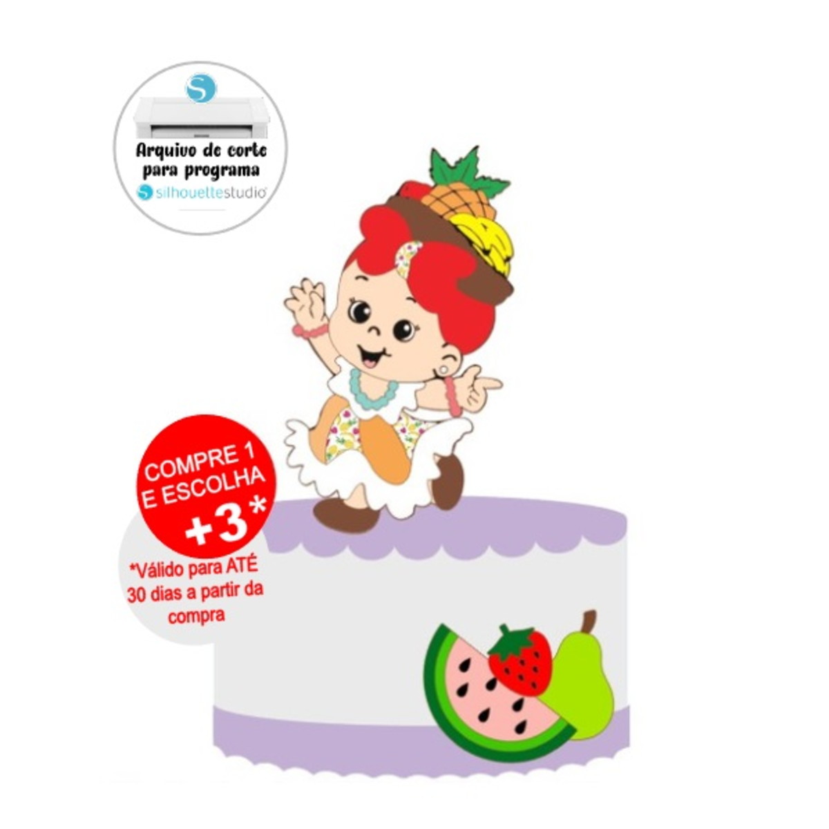 Arquivo de Corte Topo de Bolo Bebê Frutinha Baianinha