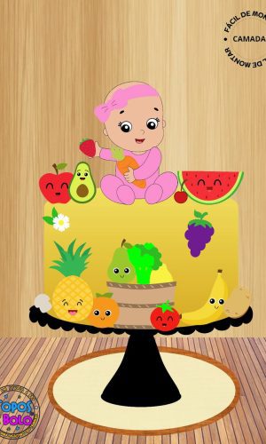 Arquivo de Corte Topo de Bolo Bebe Frutinha Menina