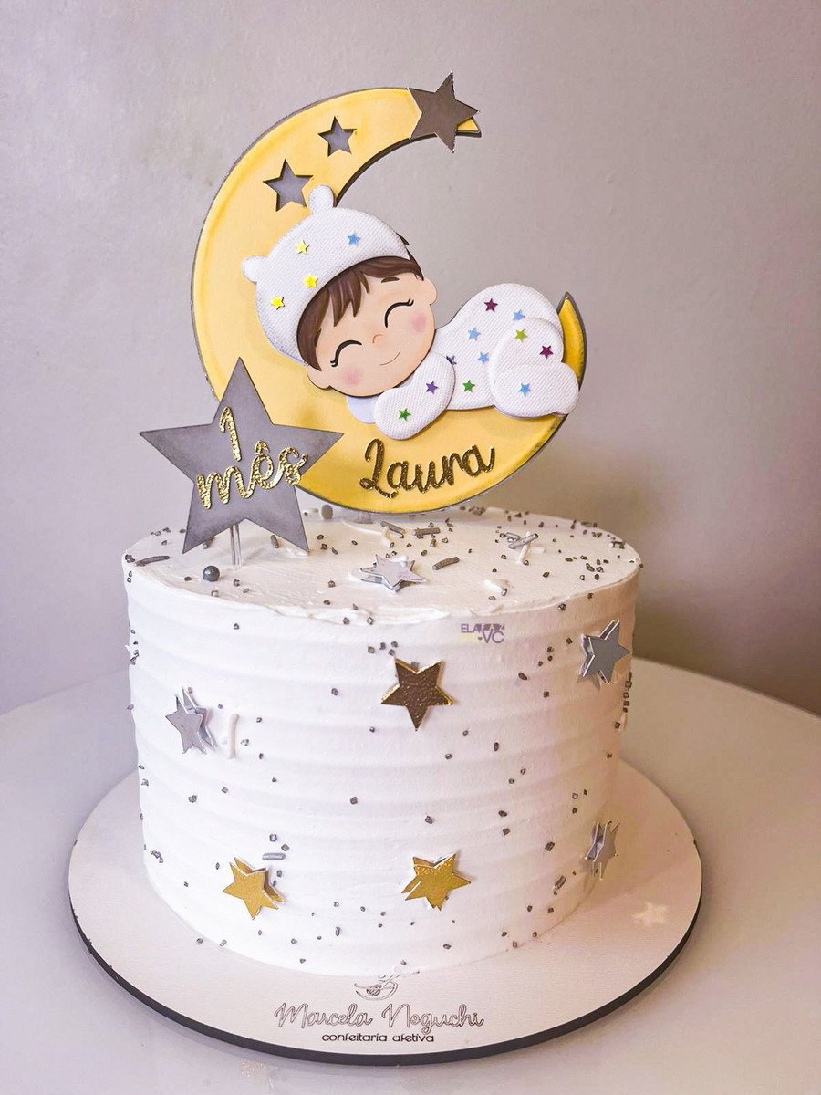 Arquivo de Corte Topo de Bolo Bebe Lua Dormind