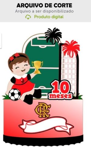 Arquivo de Corte Topo de Bolo Bebê Menina Flamengo