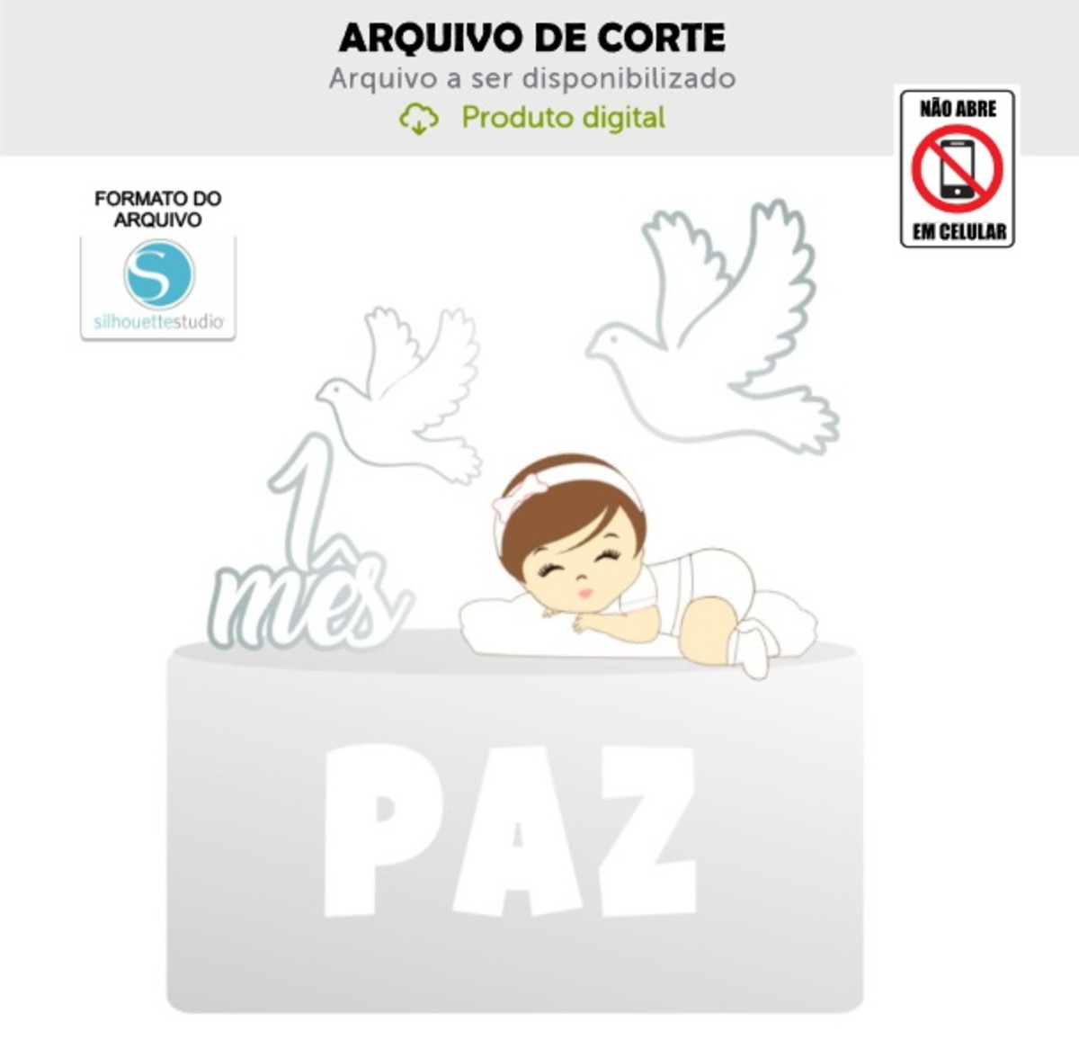 Arquivo de Corte Topo de Bolo Bebê Menina
