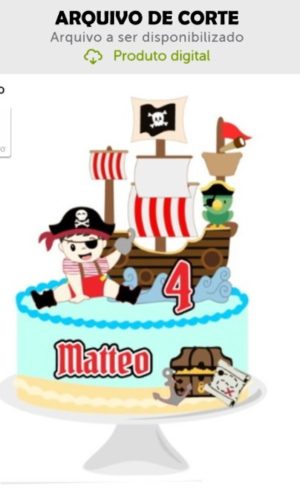 Arquivo de Corte Topo de Bolo Bebê Pirata