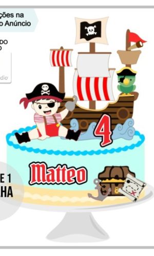 Arquivo de Corte Topo de Bolo Bebê Pirata