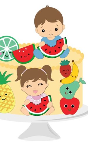 Arquivo de Corte Topo de Bolo Bebês Introdução Alimentar