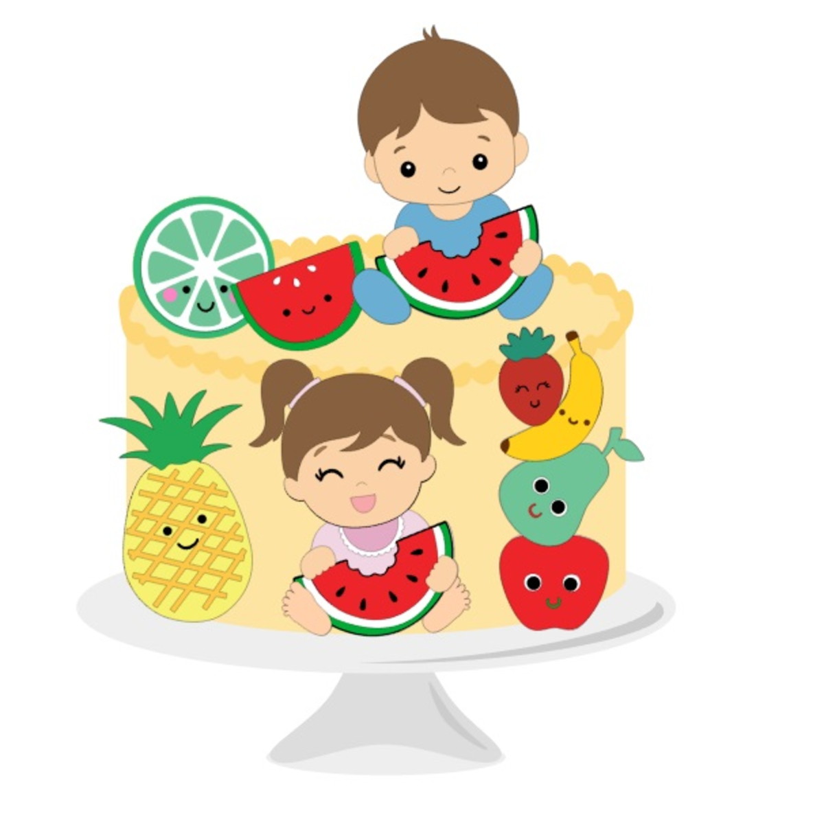 Arquivo de Corte Topo de Bolo Bebês Introdução Alimentar