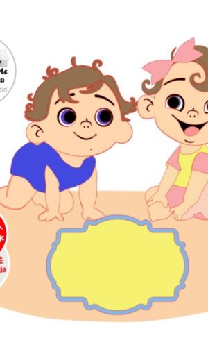 Arquivo de Corte Topo de Bolo Bebês Menino e Menina