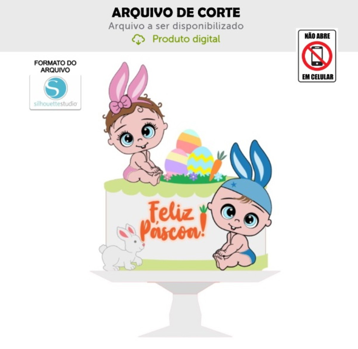 Arquivo de Corte Topo de Bolo Bebês Pascoa