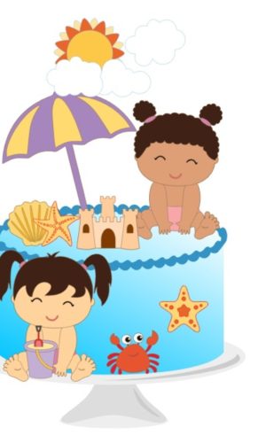 Arquivo de Corte Topo de Bolo Bebês Praia