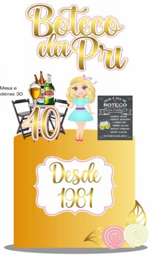 Arquivo de Corte Topo de Bolo Boteco Mulher