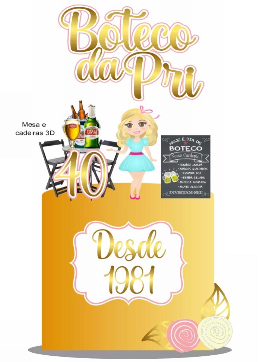 Arquivo de Corte Topo de Bolo Boteco Mulher