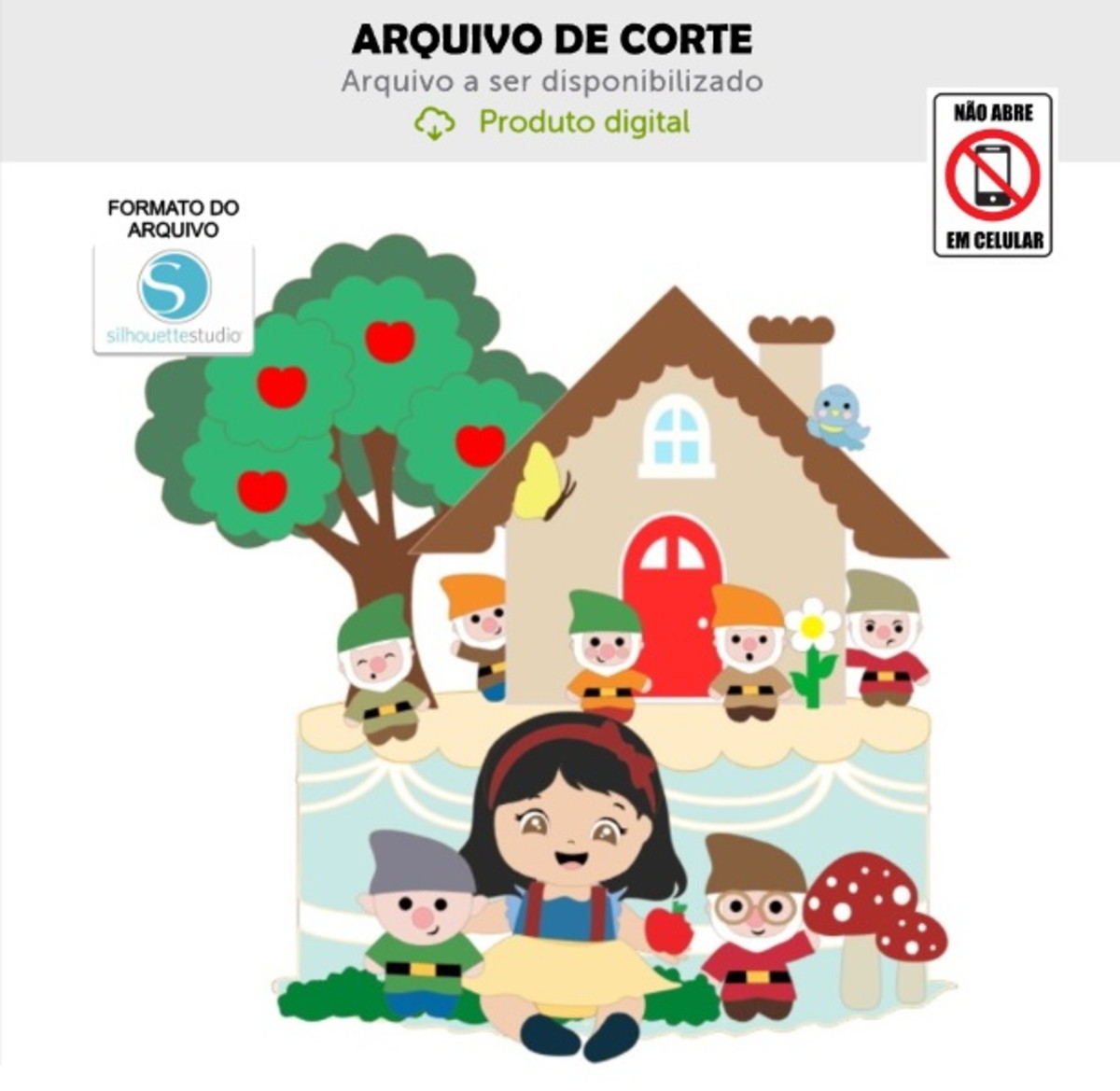 Arquivo de Corte Topo de Bolo Branca de Neve Bebê