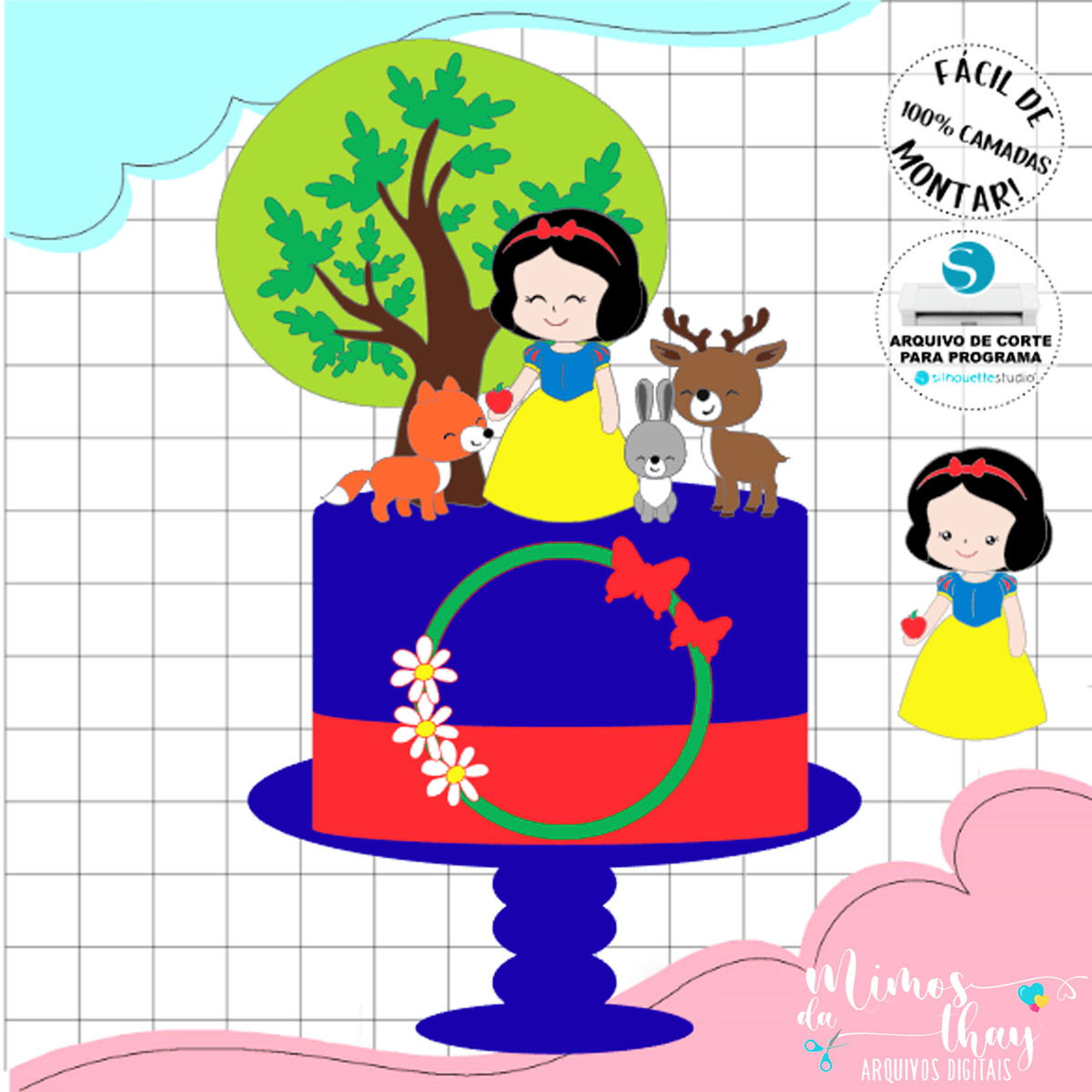 Arquivo de Corte: Topo de Bolo Branca de Neve Cute 014