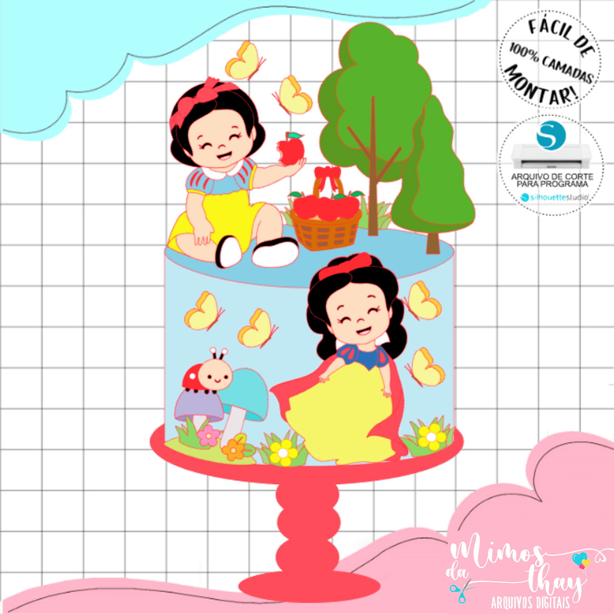 Arquivo de Corte: Topo de Bolo Branca de Neve Cute 019