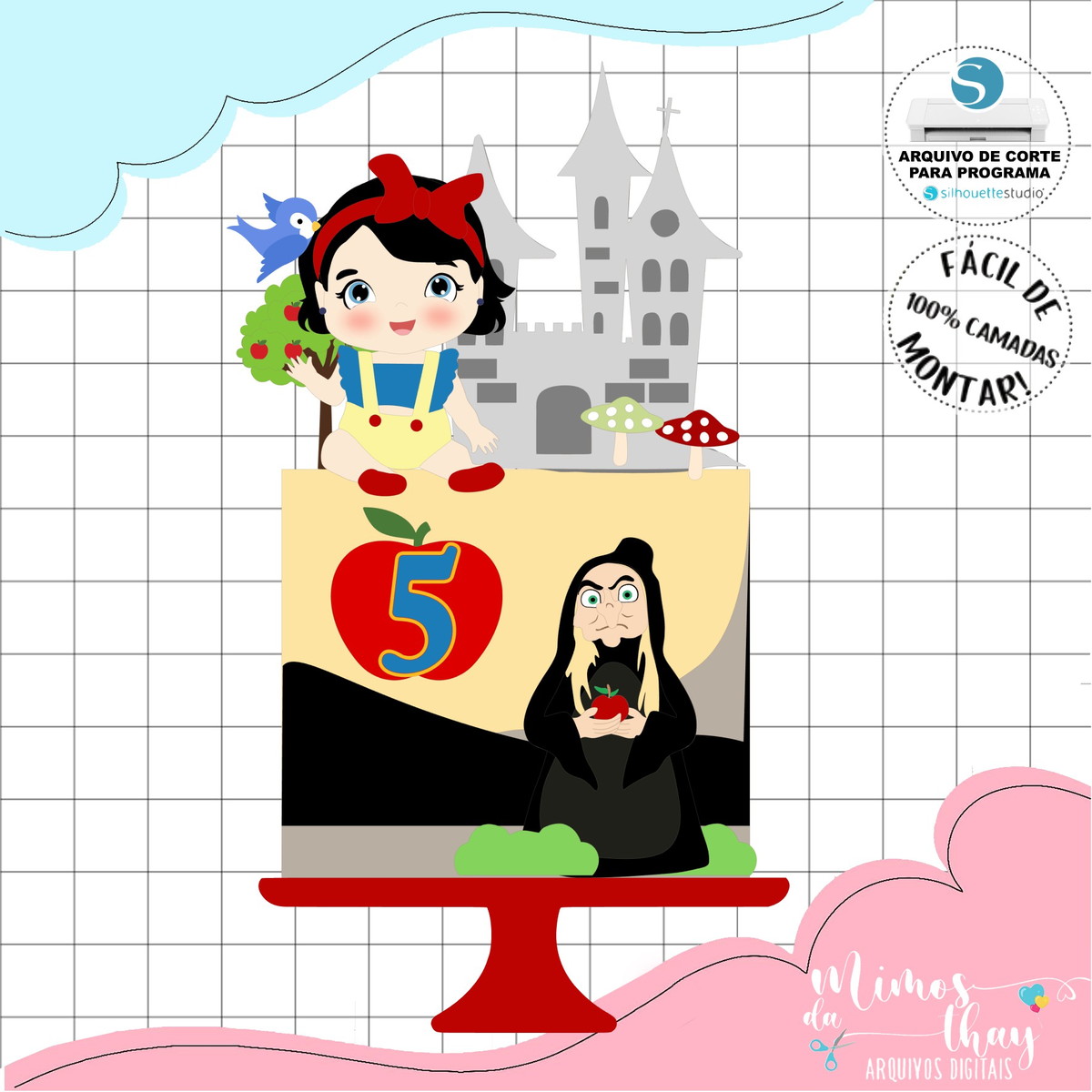 Arquivo de Corte: Topo de Bolo Branca de Neve Cute 024