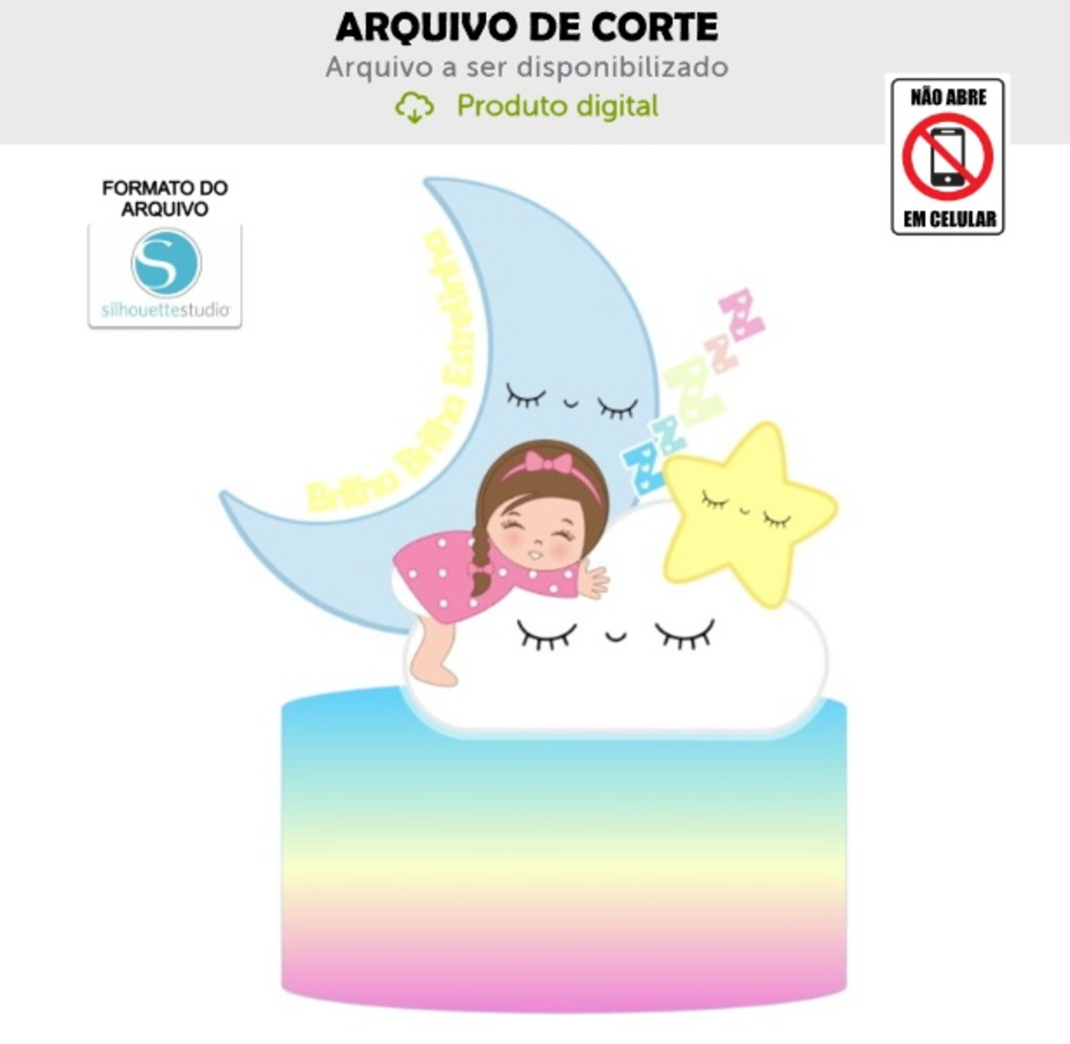 Arquivo de Corte Topo de Bolo Brilha Estrelinha Menina