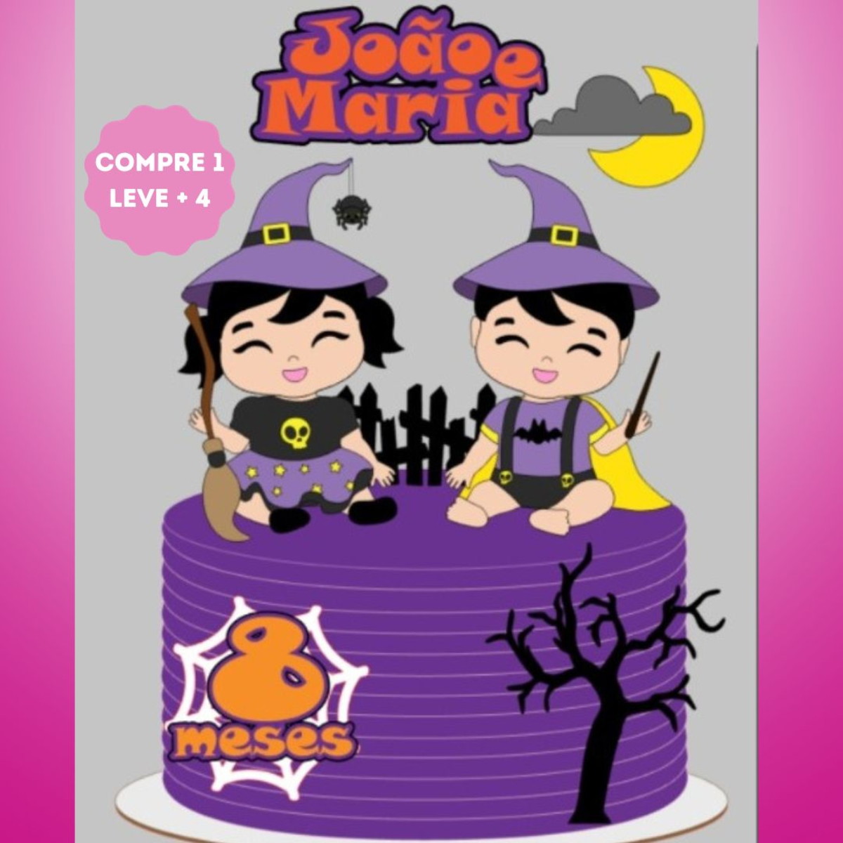 Arquivo de Corte Topo de Bolo Bruxinhos Baby Halloween