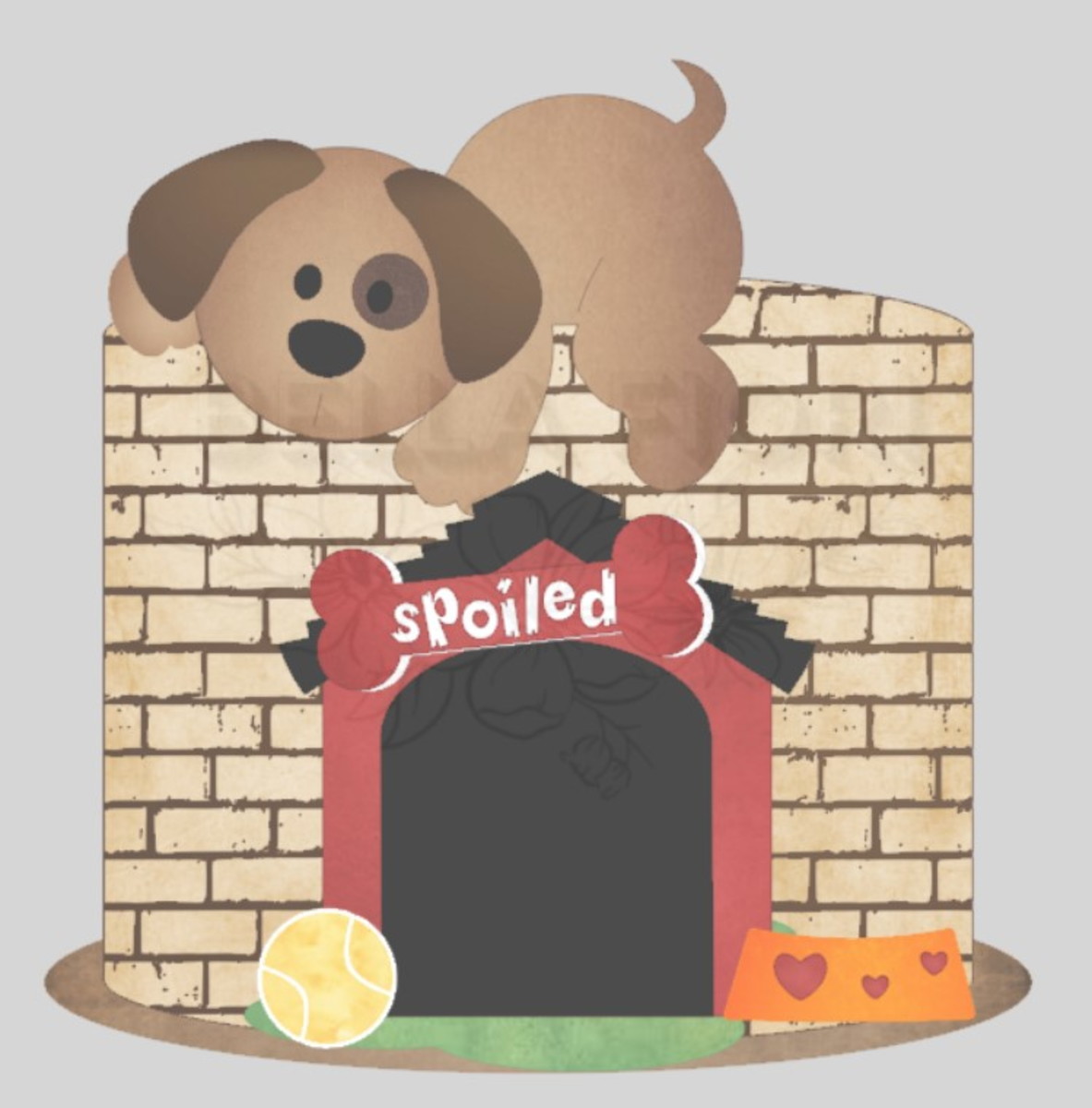 Arquivo de Corte Topo de Bolo Cachorrinho no Muro - Bf