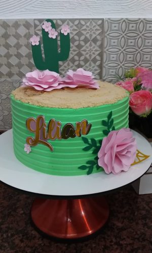 Arquivo De Corte Topo De Bolo Cactos E Flores