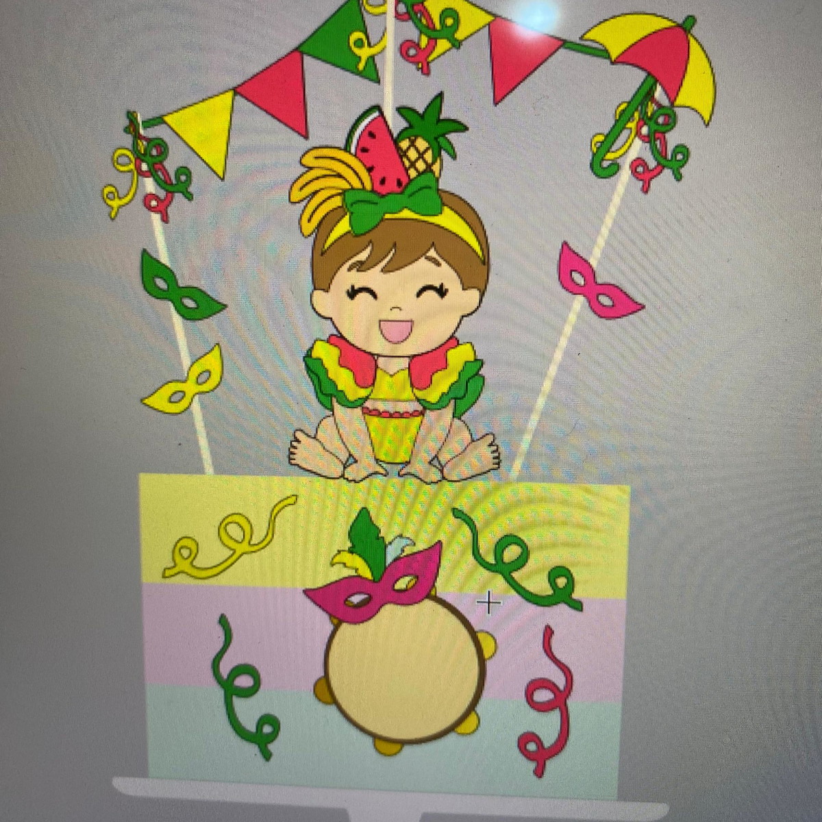 Arquivo de Corte Topo de Bolo Carnaval Menina Carmen Miranda