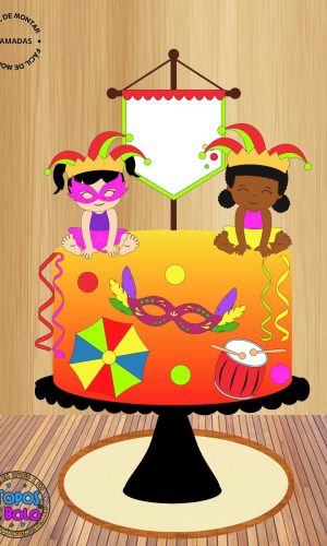 Arquivo de Corte Topo de Bolo Carnaval Meninas de Gorro