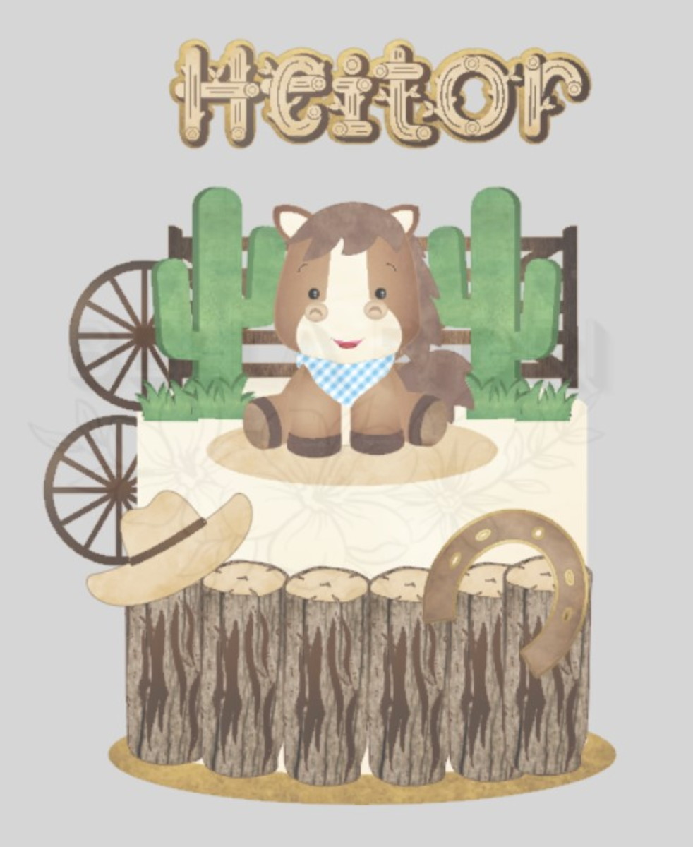 Arquivo de Corte Topo de Bolo Cavalinho Cute Camadas- Bf
