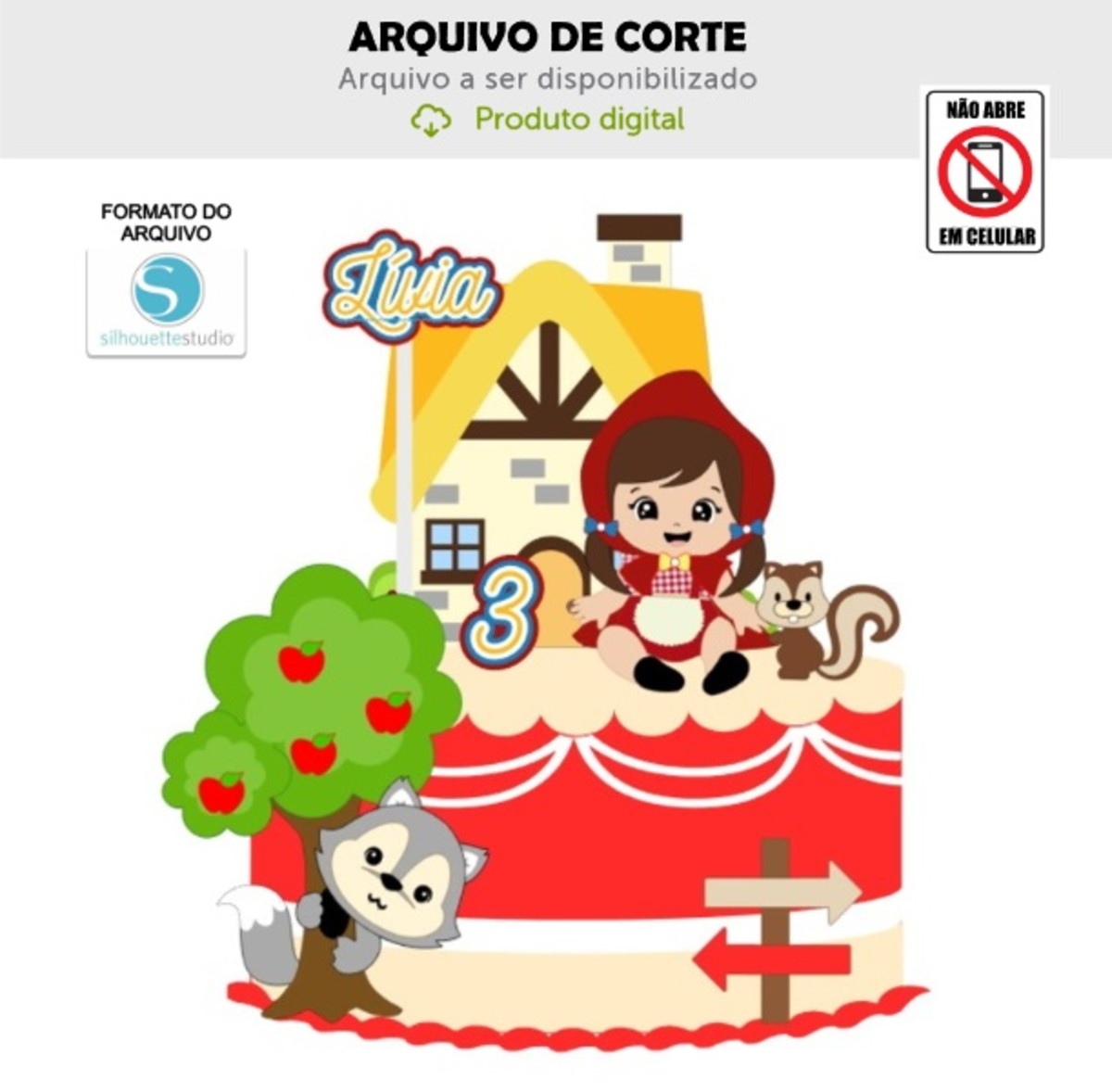 Arquivo de Corte Topo de Bolo Chapeuzinho Vermelho Bebê