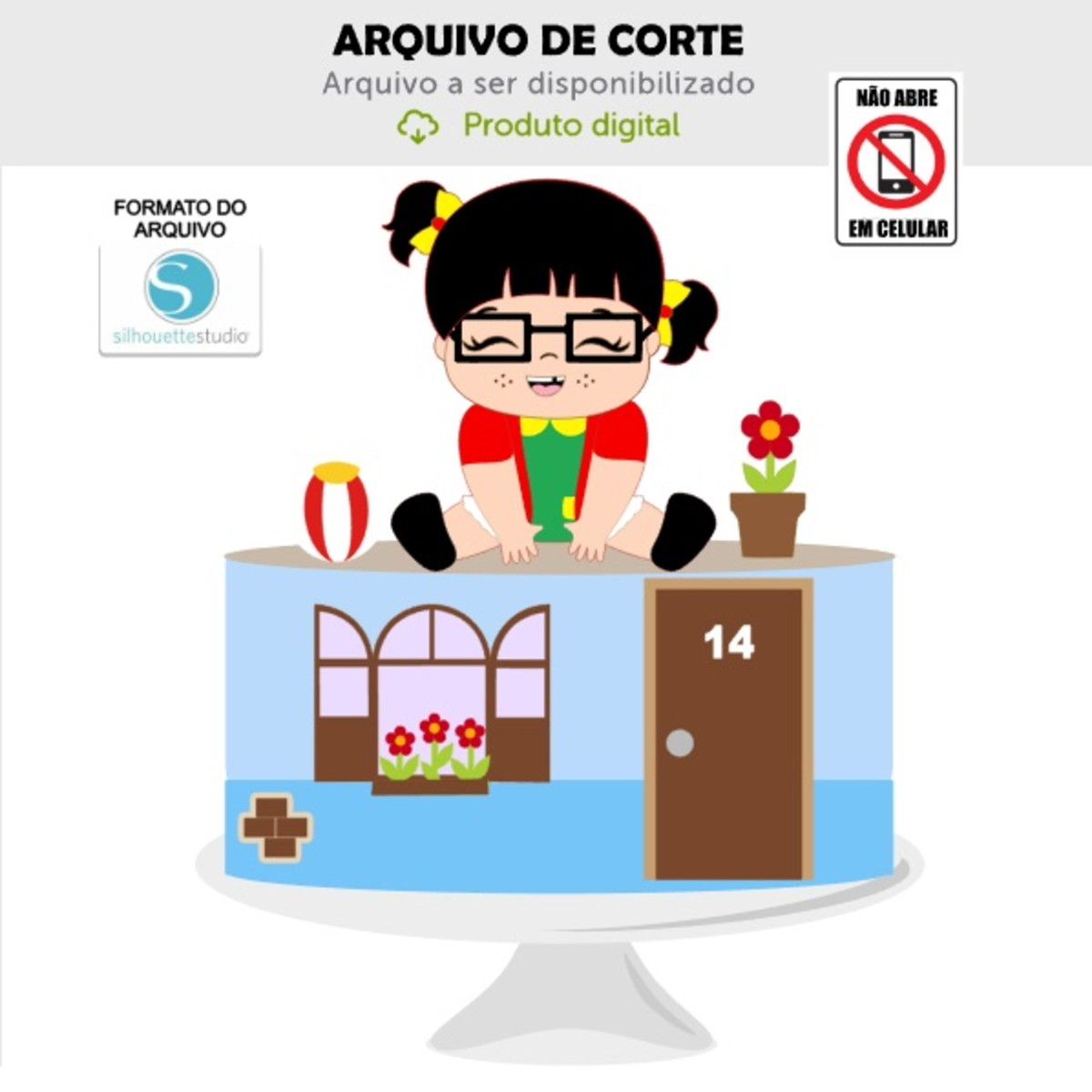 Arquivo de Corte Topo de Bolo Chiquinha Cute