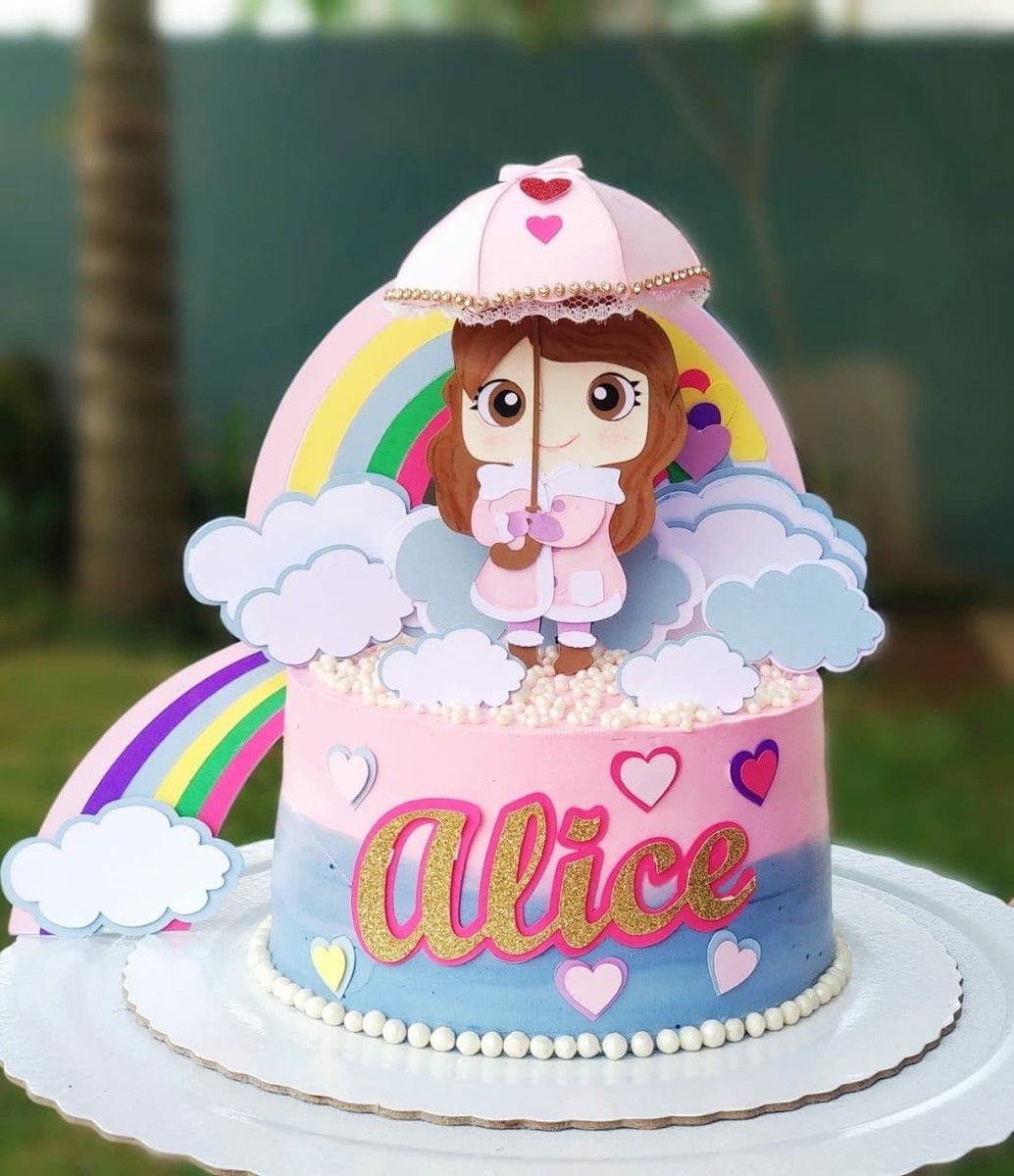 Arquivo de Corte Topo de Bolo Chuva de Amor em Camadas 756