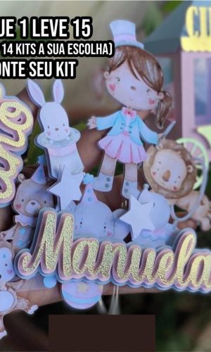 Arquivo de Corte Topo de Bolo Circo Menina 1