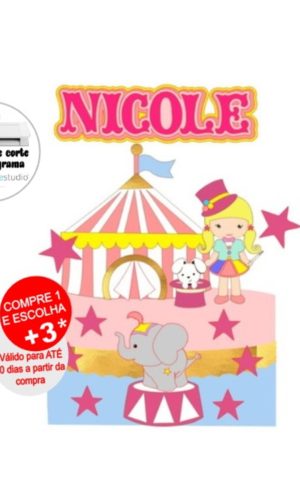 Arquivo de Corte Topo de Bolo Circo Menina