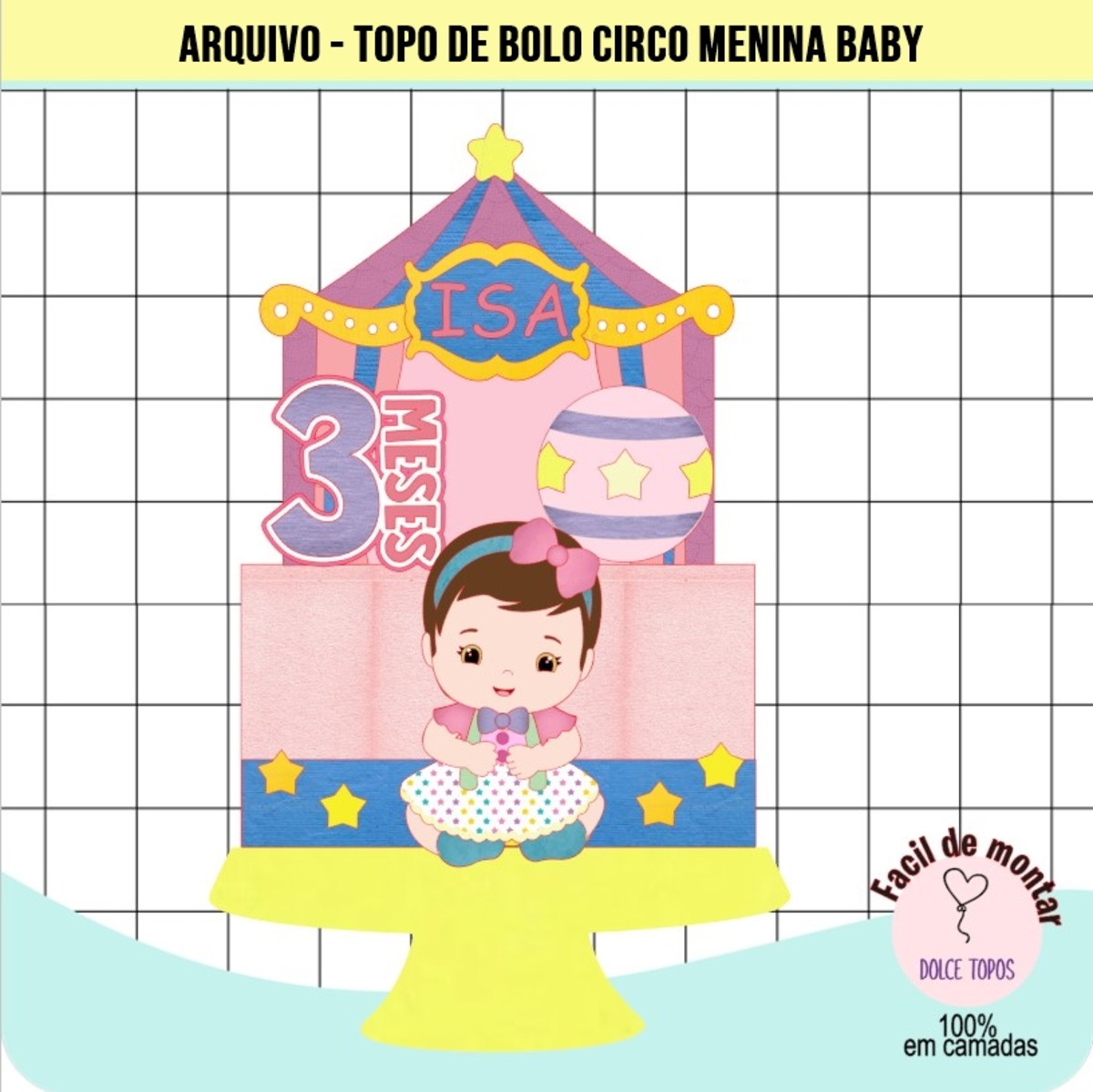 Arquivo de Corte -topo de Bolo Circo Menina Baby