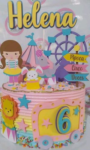 Arquivo de Corte Topo de Bolo Circo Menina Studio #5906