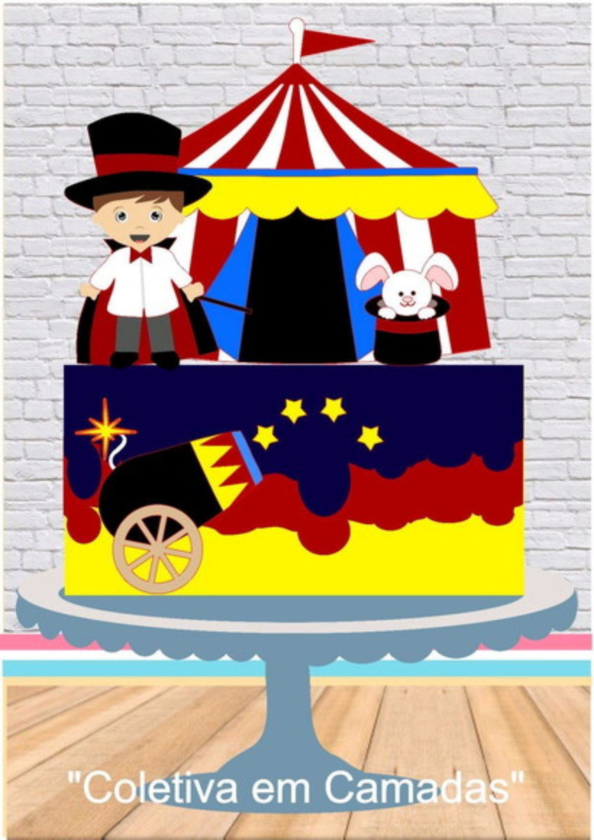 Arquivo de Corte Topo de Bolo Circo Menino (#9020) Studio