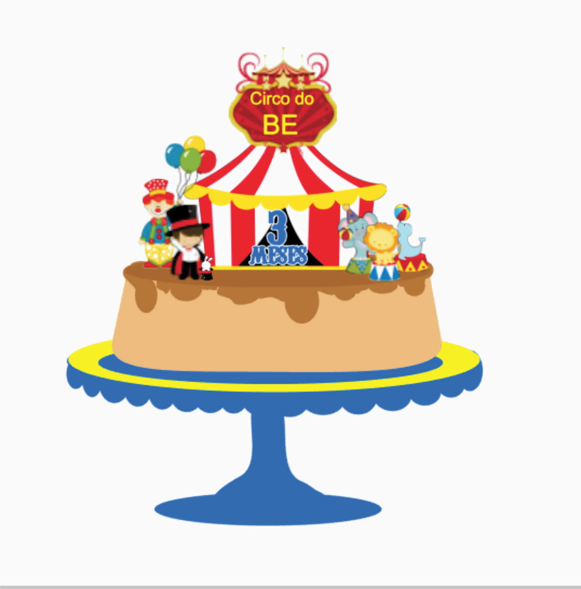 ARQUIVO DE CORTE TOPO DE BOLO CIRCO MENINO STUDIO E PDF
