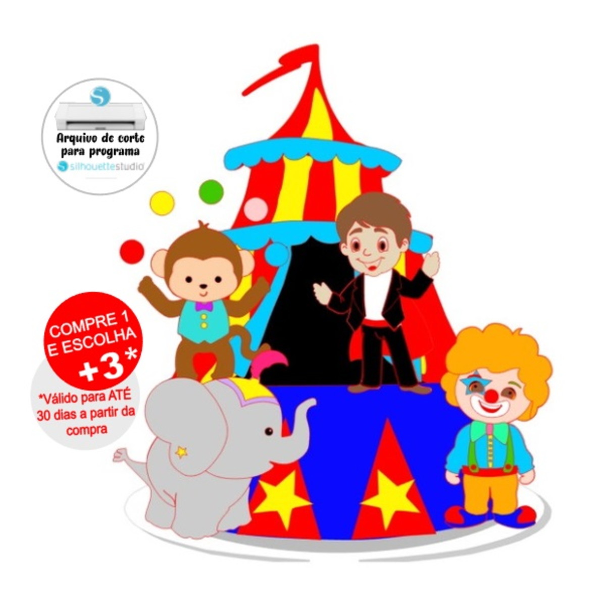 Arquivo de Corte Topo de Bolo Circo - Menino