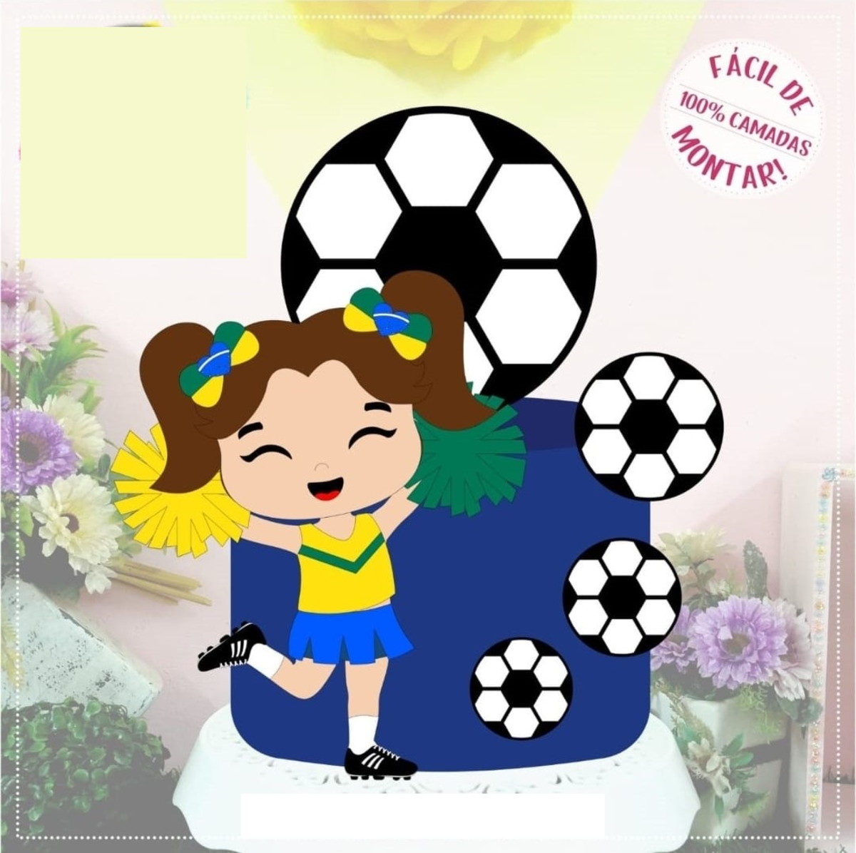Arquivo de Corte Topo de Bolo - Copa do Mundo Torcedora Bb - Imagem 2