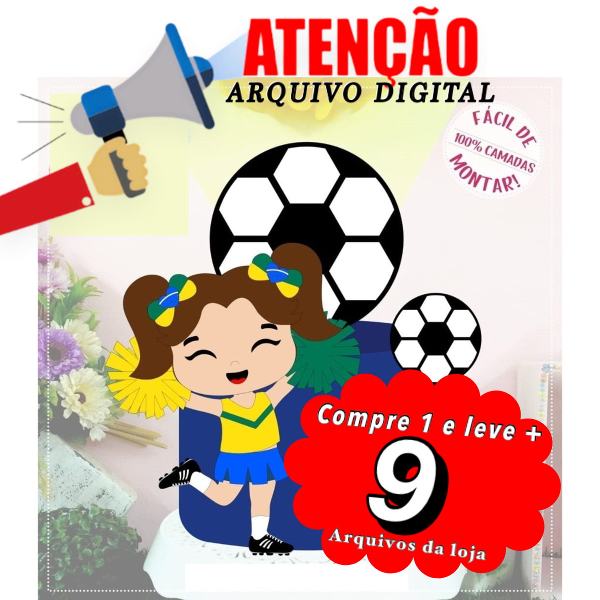 Arquivo de Corte Topo de Bolo - Copa do Mundo Torcedora Bb